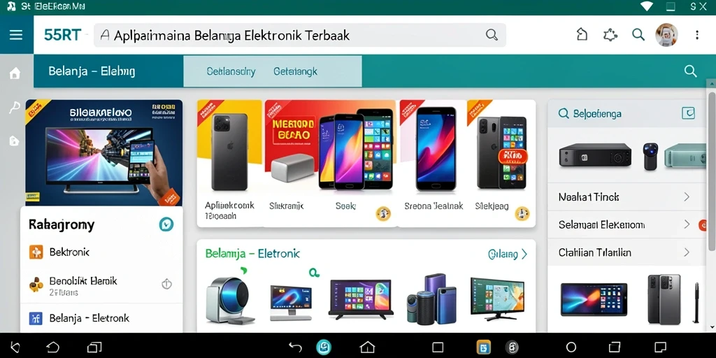 Tampilan antarmuka aplikasi 55RT untuk belanja elektronik.