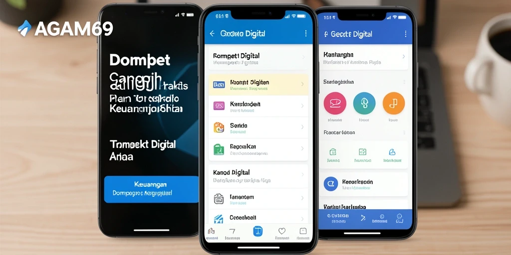 Tampilan antarmuka aplikasi Dompet Digital AGAM69 yang modern dan fungsional.
