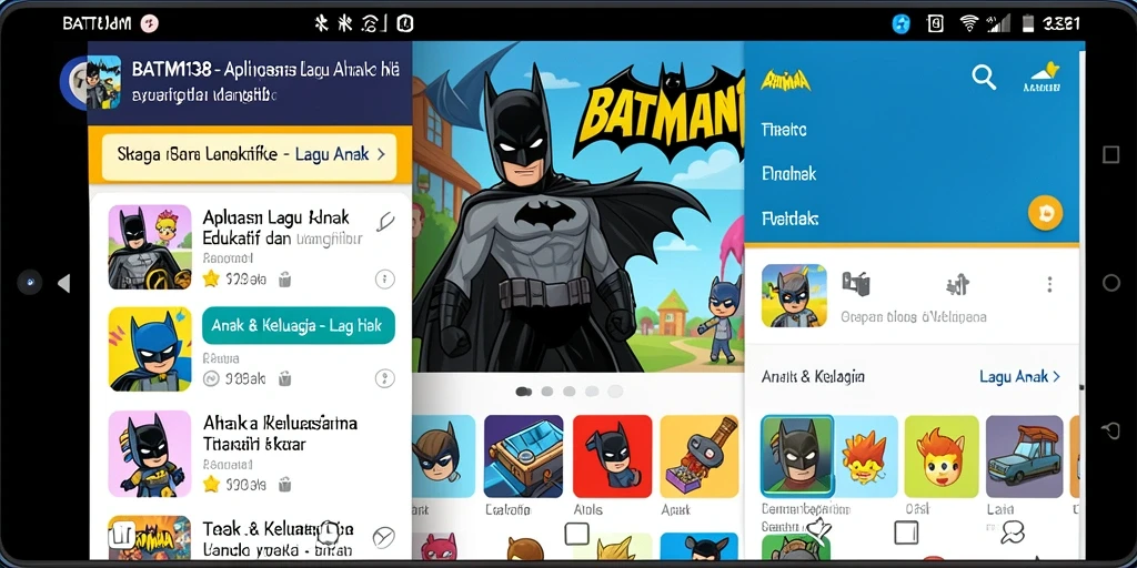 Antarmuka pengguna aplikasi Lagu Anak BATMAN138 yang ceria dan menarik.