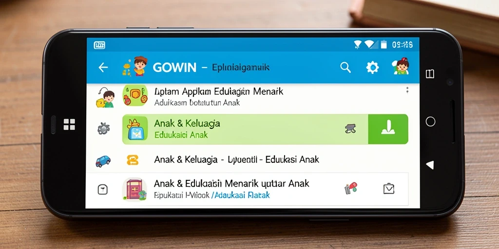 Tampilan antarmuka menarik GOWIN untuk anak-anak belajar.