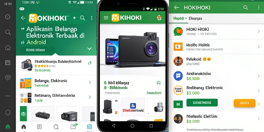 Tampilan antarmuka HOKIHOKI menampilkan produk elektronik yang menarik.