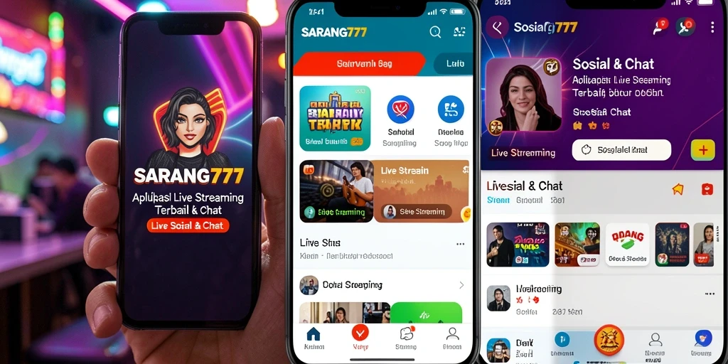 Tampilan antarmuka aplikasi Live Streaming SARANG777 yang menarik dan interaktif.